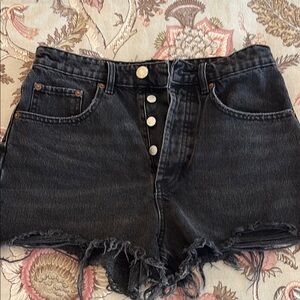 Zara Black Jean Shorts Distressed High-Waisted, size 4